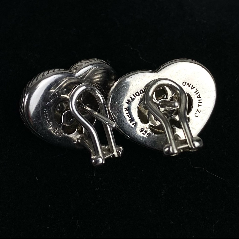 Judith Ripka Sterling Silver and Cubic Zirconia Heart Earrings - Picture 3 of 3